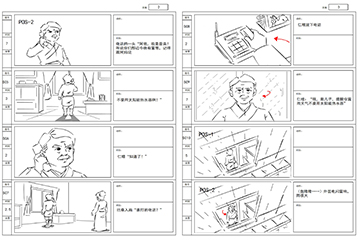  线稿分镜用于确定画面结构布局